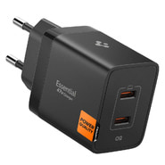 Stenski polnilec 47W, z 2x USB-C vhodom Spigen "ArcStation Essential" in quantom boost tehnologijo - črn