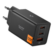 Stenski polnilec 67W, z dvema USB-C in enim USB-A vhodom Spigen "ArcStation Essential" in quantom boost tehnologijo - črn