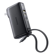 Power bank in stenski polnilec Baseus Nomos NT11 Omni 10000mAh 3v1 - vgrajen USB-C kabel, QC 67W, digitalni zaslon - črn