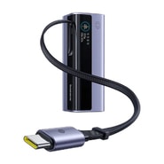 Power bank Baseus EnerGeek GR11 - 20000 mAh, 145W, USB-C izvlečni kabel, TFT zaslon - siv