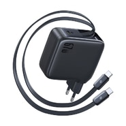 Stenski polnilec Baseus EnerCore CJ21 - 67W, 2x izvlečni USB-C kabel, 3x USB-C - črn