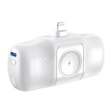 Power bank Wozinsky WF16-YLS  5000mAh - 15W, vgrajen USB-C kabel, polnilec za Apple Watch - bel