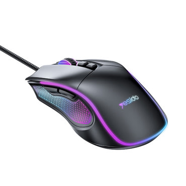Gaming miška Yesido KB20 - RGB osvetlitev, 1000-7200 DPI, USB, 1.1 m - črn