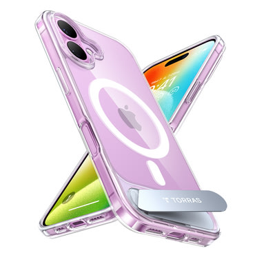 Premium ovitek Torras "Pstand" za iPhone 16 - clear
