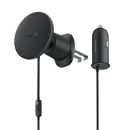 Magnetno avtomobilsko držalo Baseus "C4014" z MagSafe brezžičnim polnjenjem 15W in USB-A izhodom 25W za ventilacijsko režo - črn