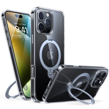 Premium ovitek Torras "Ostand Spin" za iPhone 16 Pro - clear