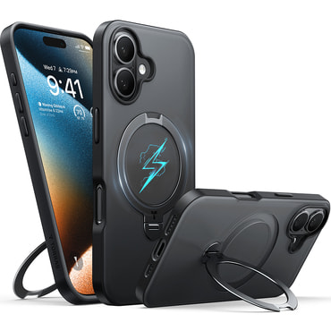 Premium ovitek Torras "Ostand Spin" za iPhone 16 - black