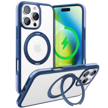 Premium ovitek Torras "Ostand R Fusion" za iPhone 16 Pro - navy blue