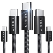 Komplet petih USB-C v USB-C 60W pletenih polnilnih in podatkovnih kablov različnih dolžin Lisen (2x 1m/ 2x 2m / 1x 3m) - črn