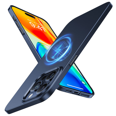 Premium ovitek Torras "OriginFit-Mag" za iPhone 15 Pro Max - navy blue