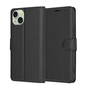 Etui Techsuit "Leather Folio" za iPhone 15 Plus - črn