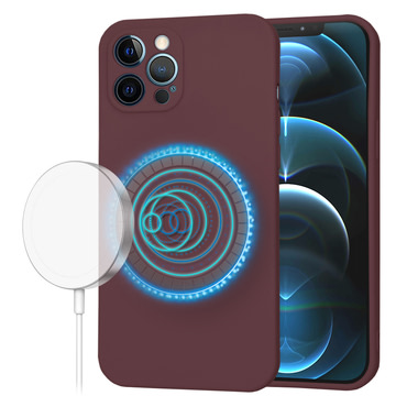 Silikonski ovitek Techsuit SoftFlex MagSafe za iPhone 12 Pro Max - temno rdeč