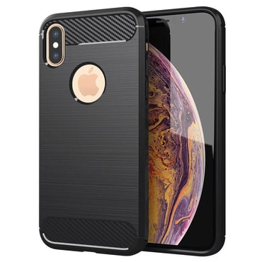 TPU gel ovitek "Brushed Carbon" za iPhone XS Max - črn