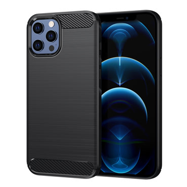 TPU gel ovitek "Brushed Carbon" za iPhone 12 Pro Max - črn