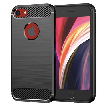 TPU gel ovitek "Brushed Carbon" za iPhone SE 2022 / iPhone SE 2020 / iPhone 8 / iPhone 7 - črn