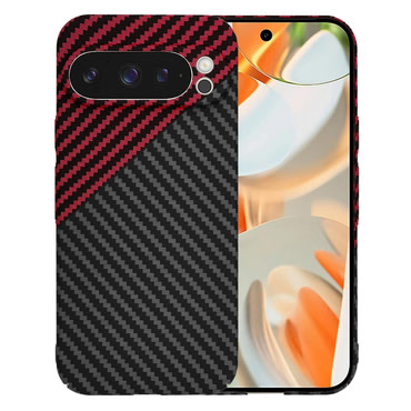Trden TPU ovitek Techsuit "Carbonite FiberShell" za Google Pixel 9 Pro - red vortex