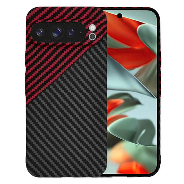 Trden TPU ovitek Techsuit "Carbonite FiberShell" za Google Pixel 9 Pro XL - red vortex
