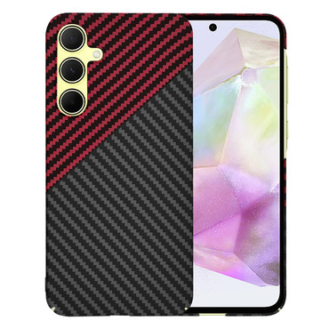 Trden TPU ovitek Techsuit "Carbonite FiberShell" za Samsung Galaxy A35 - red vortex