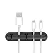 Silikonsko držalo in organizator kablov - 5 kablov - black