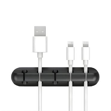 Silikonsko držalo in organizator kablov - 5 kablov - black