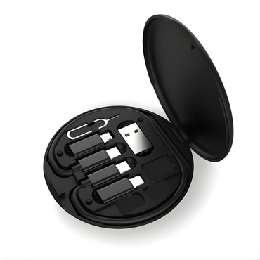 Set dodatkov in pretvornikov USB-C, Lightning, Micro in USB-A za telefon z vgrajenim stojalom in kabelskimi priključki 60W, s prostorom za shranjevanje SIM, SD kartic