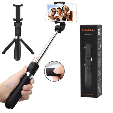 Selfie stick Techsuit "L01s" z Bluetooth daljincem in stabilnim stojalom, 70cm - črn