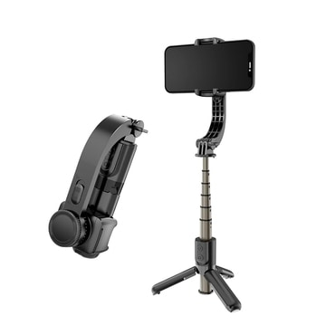 Selfie stick Techsuit "L08Mini" z odstranljivim brezžičnim daljincem, stabilnim stojalom in 360° vrtljivo glavo, 70cm - črn