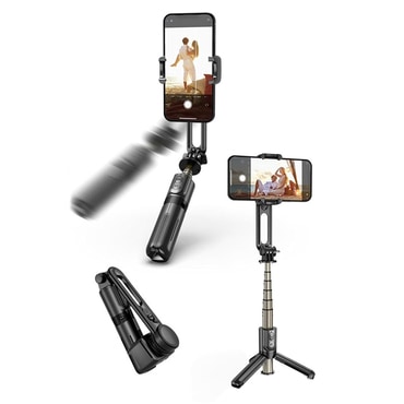 Selfie stick Techsuit "L18Mini" z Bluetooth daljincem in stabilnim stojalom, 360° rotacijo, 70cm - črn