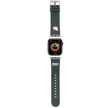 Usnjen pašček Hello Kitty "Kitty Head" za Apple Watch (38/40/41/42mm) - črn