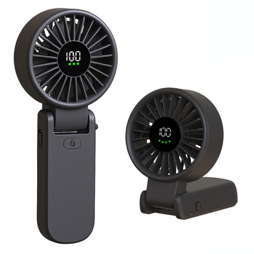 Mini ročni ventilator Techsuit "A10" z LED prikazovalnikom, USB-C polnjenjem, 100 hitrostmi, 5400RPM - črn