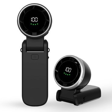 Mini ročni ventilator Techsuit "A9" z LED prikazovalnikom, USB-C polnjenjem, 5 hitrostmi in 5000mAh - črn