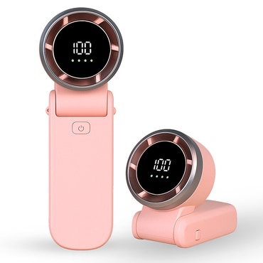 Mini ročni ventilator Techsuit "A9" z LED prikazovalnikom, USB-C polnjenjem, 100 hitrostmi, 5000mAh - roza