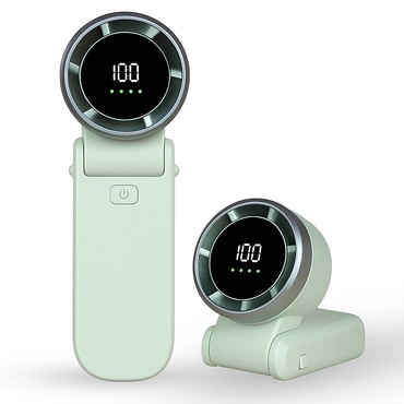 Mini ročni ventilator Techsuit "A9" z LED prikazovalnikom, USB-C polnjenjem, 100 hitrostmi, 5000mAh - zelen