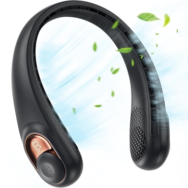 Prenosni ovratni ventilator Techsuit "S9" z digitalnim prikazovalnikom, 3 hitrosti, 5200mAh - črn