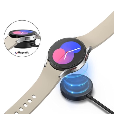 Polnilni kabel Techsuit "TSC12" za pametne ure Samsung Galaxy Watch 3/4/5/6, USB, 2.5W z namiznim držalom - črn