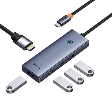 Hub postaja Baseus "UltraJoy" USB-C - HDMI, 4x USB-A, 4K pri 30Hz - space grey