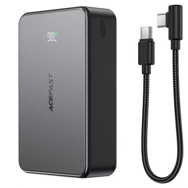 Power bank Acefast "M29" 20000mAh, 22.5W, z USB-C kablom, hitrim polnjenjem, 2x USB-C, USB-A in zaslonom - black
