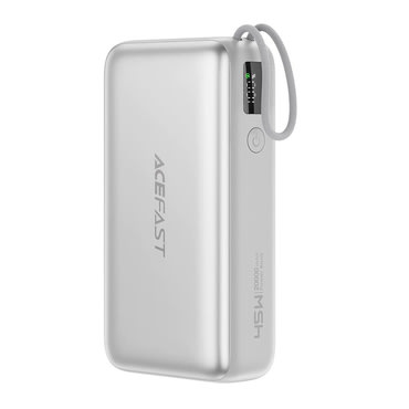 Power bank Acefast "M34" 45W - 20000mAh z izvlečnim kablom USB-C - silver