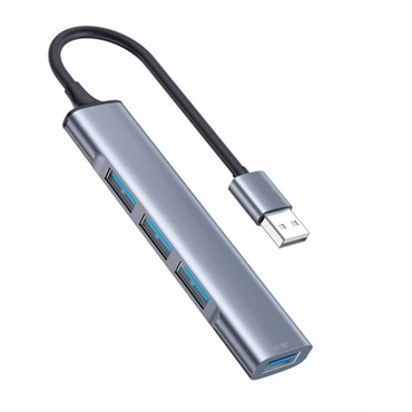 Hub postaja Yesido "HB18" 4v1 USB-A - 1x USB-A 3.0, 3x USB-A 2.0, 5Gbps, aluminijasta zlitina - siva