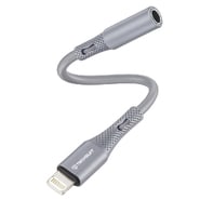 Lightning v AUX 3.5mm audio kabel Techsuit "SoundFleX AC2" Hi-Fi kakovost, 0.1m - siv