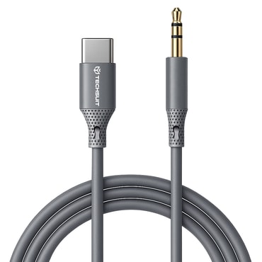 USB-C v AUX 3.5mm audio kabel Techsuit "SoundFleX AC4" Hi-Fi kakovost, DAC čip, 1m - siv