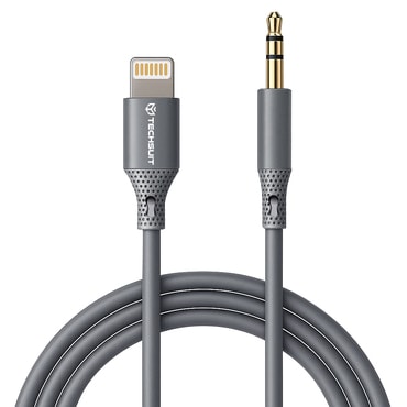 Lightning v AUX 3.5mm audio kabel Techsuit "SoundFleX AC5" Hi-Fi kakovost, 1m - siv