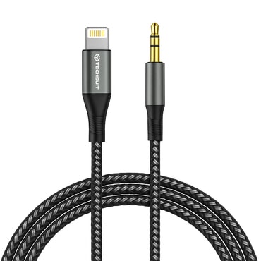 Lightning v AUX 3.5mm audio kabel Techsuit "NexaSound AC17" DAC čip, 1m - siv