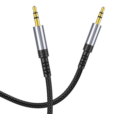 AUX 3.5mm v AUX 3.5mm audio kabel Lito "LA01D" Hi-Fi, 24k pozlačeni kontakti, najlonski, 1m - black