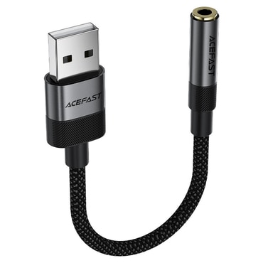 USB-A v AUX 3.5mm audio kabel Acefast "J13" Hi-Fi zvok, 15cm - black