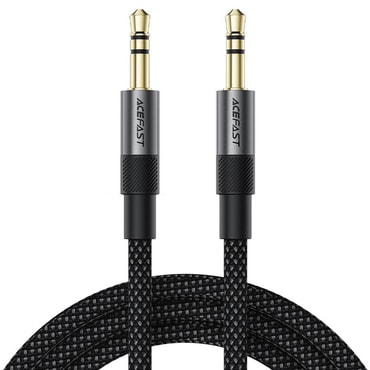 AUX 3.5mm v AUX 3.5mm audio kabel Acefast "J10" aluminij + najlon pleten, 1m - black
