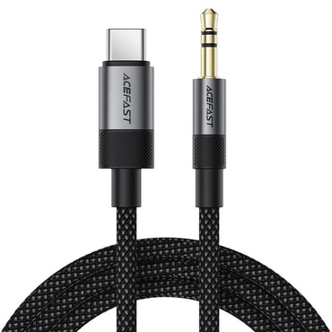 USB-C v AUX 3.5mm audio kabel Acefast "J11" Hi-Fi zvok, aluminij in najlon, 1m - black