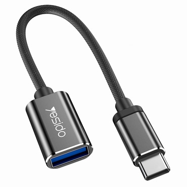 OTG adapter Yesido "GS01" USB-C v USB-A Plug and Play - črn