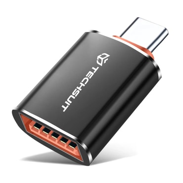 OTG adapter Techsuit "HyperPort A2" USB-A v USB-C 5Gbps, 6A, 120W - oranžen