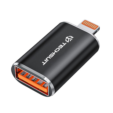 OTG adapter Techsuit "HyperPort A6" USB-A v Lightning USB 3.0, PD30W, 5Gbps, GaN - oranžen
